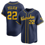 M.Brewers #22 Christian Yelich Navy Alternate Limited Jersey