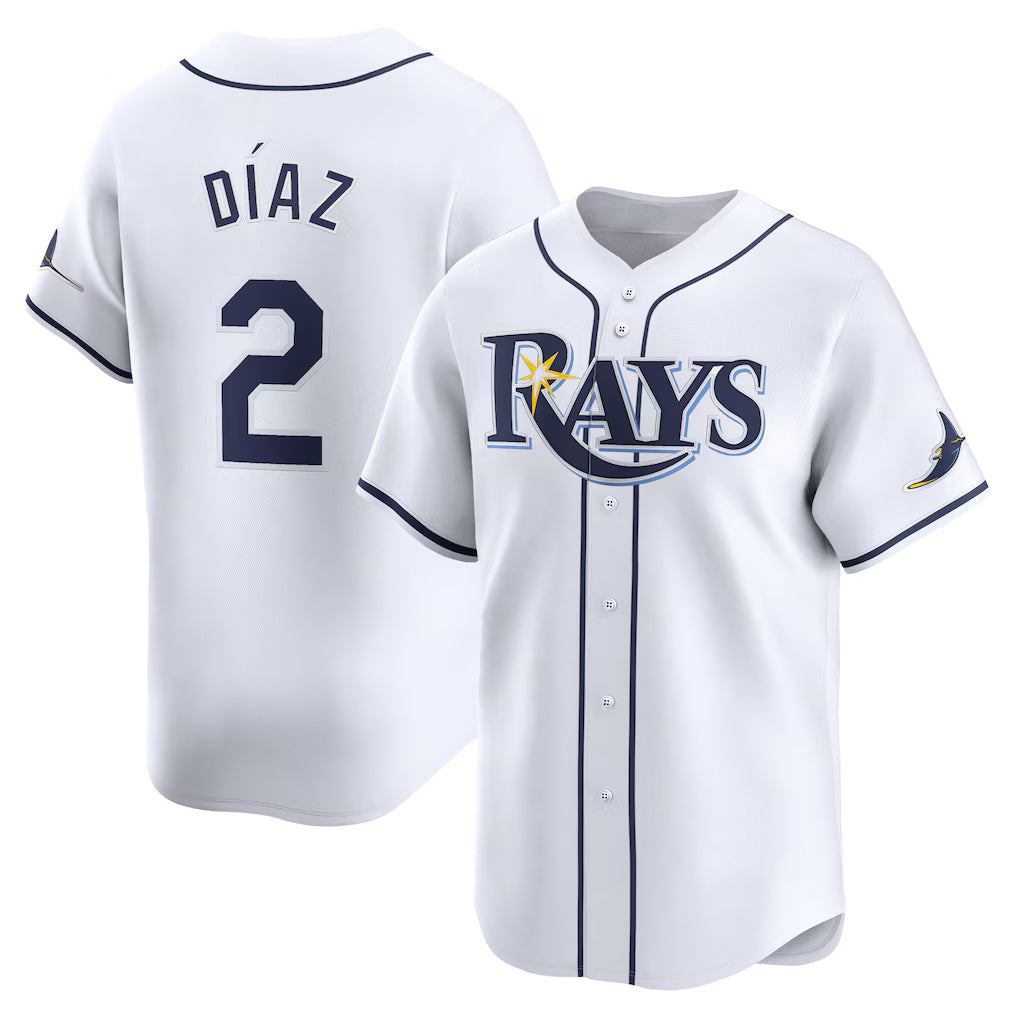 TB.Rays #2 Yandy Diaz White Home Limited Player Jersey