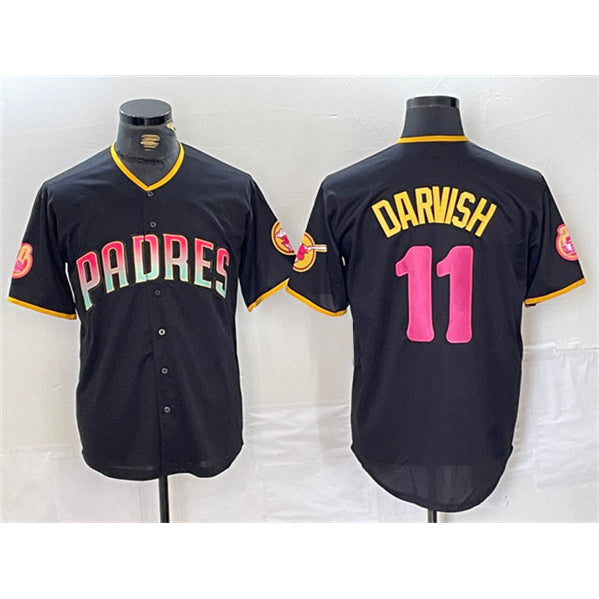 SD.Padres #11 Yu Darvish Black Cool Base Stitched Jersey