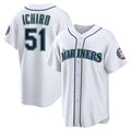 S.Mariners #51 Ichiro Suzuki Mitchell & Ness White Cool Base Stitched Jersey