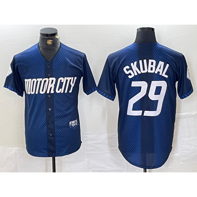 D.Tigers #29 Tarik Skubal 2024 Navy City Connect Cool Base Limited Stitched Jersey