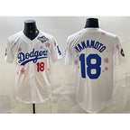 LA.Dodgers #18 Yoshinobu Yamamoto White 2025 World Series Patch Tokyo Series Limited Stitched Jersey