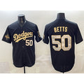 LA.Dodgers #50 Mookie Betts Black Gold 2025 World Series Champions Patch Limited Stitched Jersey