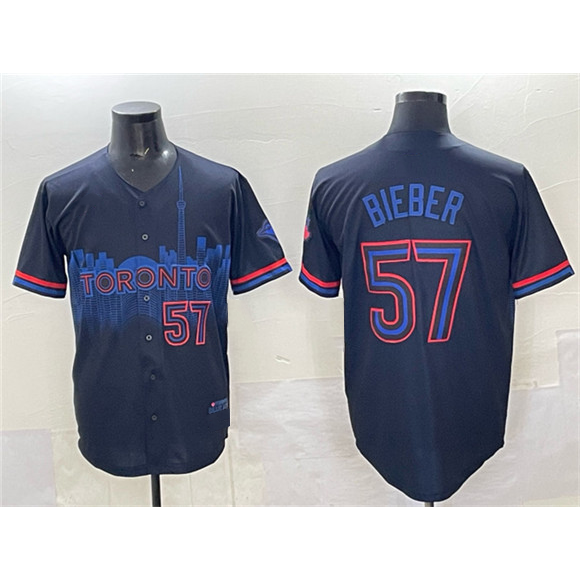 TB.Jays #57 Shane Bieber Navy 2024 City Connect Limited Stitched Jersey