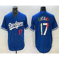 LA.Dodgers #17 Shohei Ohtani Number Mexico Blue Cool Base Stitched Jersey