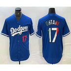 LA.Dodgers #17 Shohei Ohtani Number Mexico Blue Cool Base Stitched Jersey