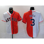 H.Astros #3 Jeremy Pena White Orange Split Stitched Jersey