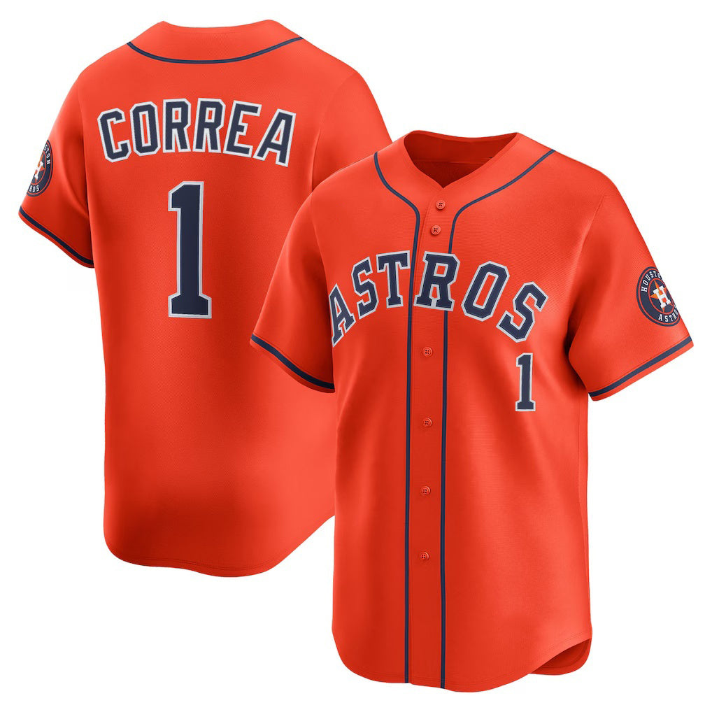 H.Astros #1 Carlos Correa Orange Alternate Limited Player Jersey