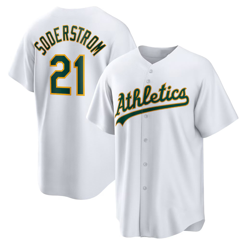 O.Athletics #21 Tyler Soderstrom White Home Replica Jersey