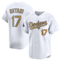 LA.Dodgers #17 Shohei Ohtani White 2025 Gold Collection Limited Stitched Jersey