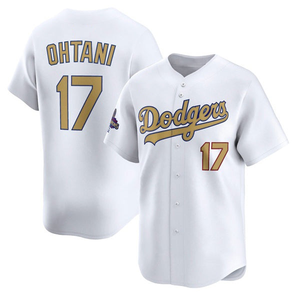 LA.Dodgers #17 Shohei Ohtani White 2025 Gold Collection Limited Stitched Jersey