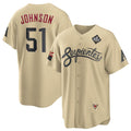A.Diamondbacks #51 Randy Johnson Gold 2023 World Series City Connect Cool Base Stitched Jersey