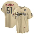 A.Diamondbacks #51 Randy Johnson Gold 2023 World Series City Connect Cool Base Stitched Jersey