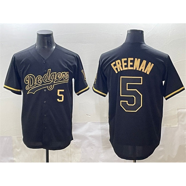 LA.Dodgers #5 Freddie Freeman Black Gold Limited Stitched Jersey