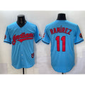 C.Guardians #11 Jose Ramirez Blue Vapor Premier Limited Stitched Jersey