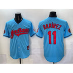C.Guardians #11 Jose Ramirez Blue Vapor Premier Limited Stitched Jersey