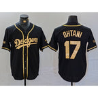 LA.Dodgers #17 Shohei Ohtani Black Gold World Series Champions Cool Base Stitched Jersey