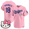 LA.Dodgers #18 Yoshinobu Yamamoto Pink 2025 Hello Kitty Vapor Limited Stitched Jersey