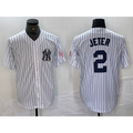 NY.Yankees #2 Derek Jeter Name White With Patch 2024 Cool Base Stitched Jersey