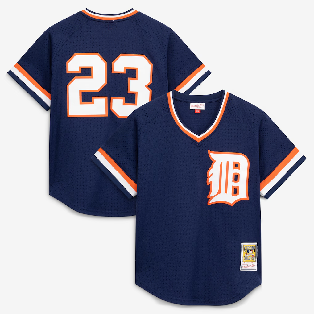 D.Tigers #23 Kirk Gibson Mitchell & Ness Navy Authentic Batting Practice Jersey