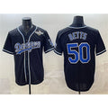 LA.Dodgers #50 Mookie Betts Black Fashion 2025 World Series Cool Base Stitched Jersey