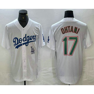 LA.Dodgers #17 Shohei Ohtani White Green Stitched Cool 2 Base Jersey