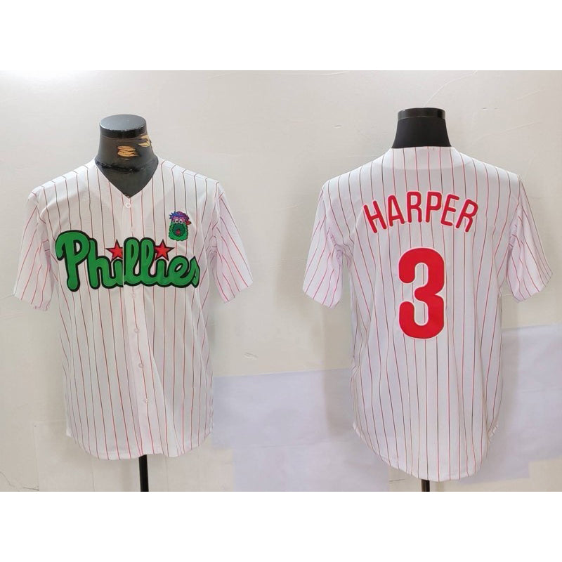 P.Phillies #3 Bryce Harper White Green Cool Base 2 Stitched Jersey