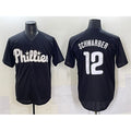 P.Phillies #12 Kyle Schwarber Black Lights Out Limited Stitched Jersey