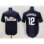 P.Phillies #12 Kyle Schwarber Black Lights Out Limited Stitched Jersey