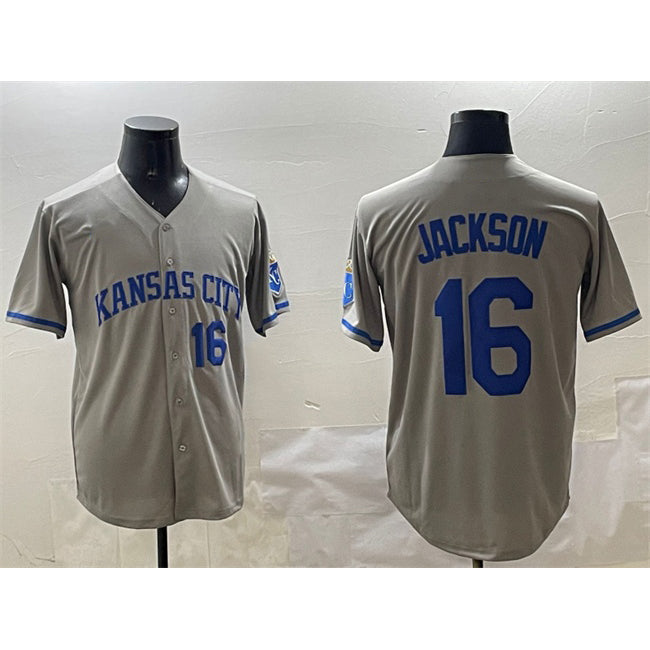 KC.Royals #16 Bo Jackson Gray 2024 Away Limited Stitched Baseball Jersey