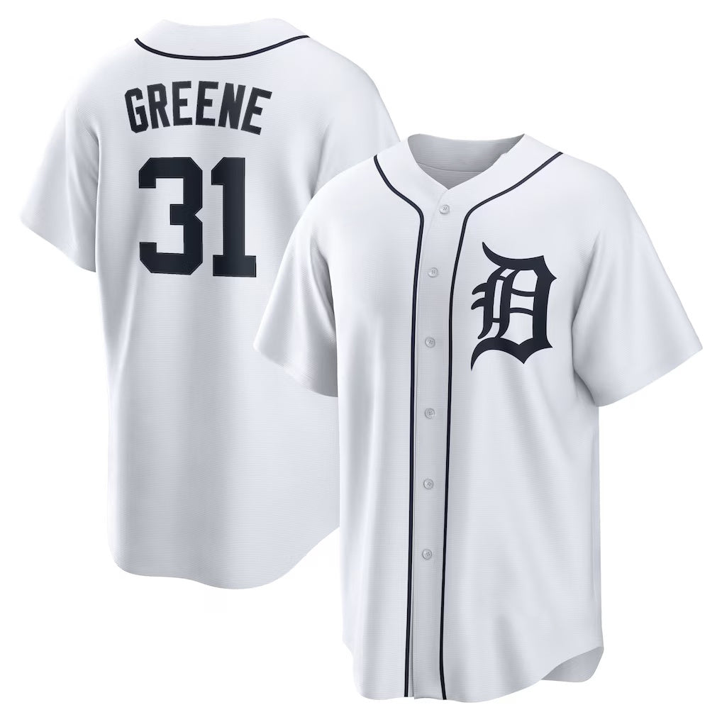 D.Tigers #31 Riley Greene White Replica Player Jersey