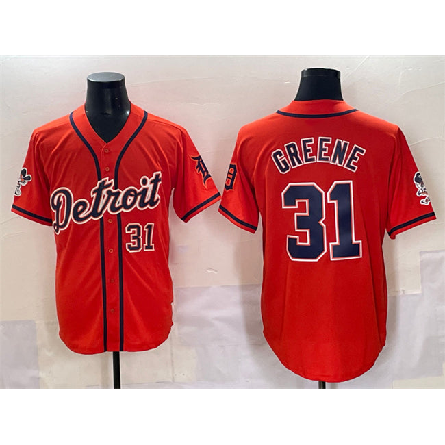 D.Tigers #31 Riley Greene Orange With Patch Vapor Premier Limited Stitched Jersey