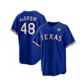 T.Rangers #48 Jacob deGrom Royal 2023 World Series Cool Base Stitched Jersey