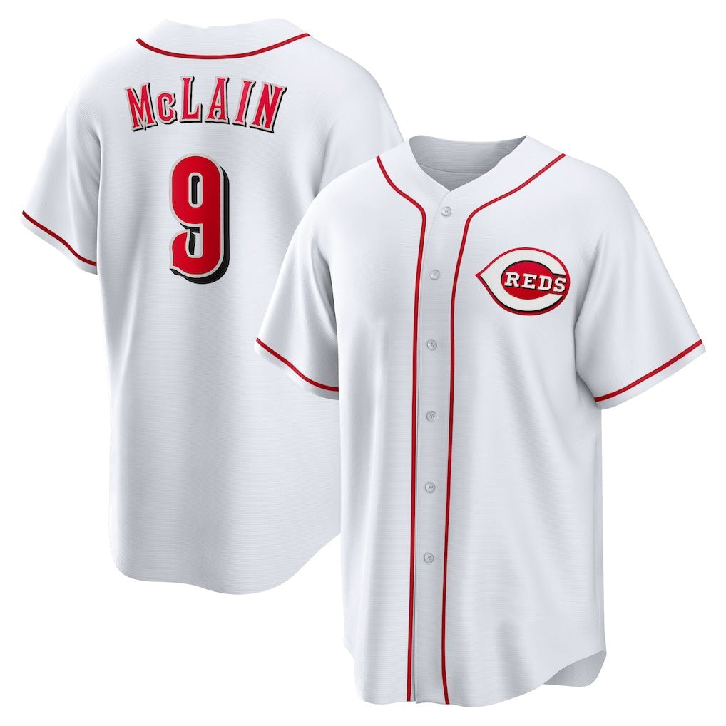 C.Reds #9 Matt McLain White Home Replica Jersey