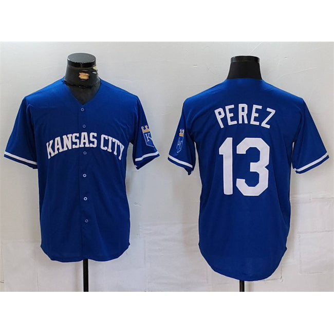 KC.Royals #13 Salvador Perez Royal Cool Base Stitched Jersey