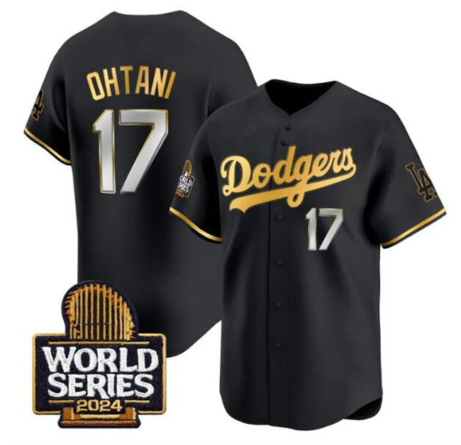 LA.Dodgers #17 Shohei Ohtani Black Gold 2024 World Series Limited Stitched Jersey