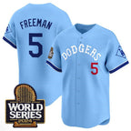 LA.Dodgers #5 Freddie Freeman Blue With 2024 World Series Patch Vapor Premier Limited Stitched Jersey