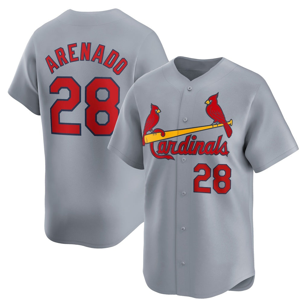 St. Louis Cardinals #28 Nolan Arenado Gray Away Limited Player Jersey