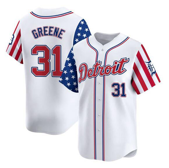 D.Tigers #31 Riley Greene White 2025 Independence Day Vapor Premier Limited Stitched Jersey
