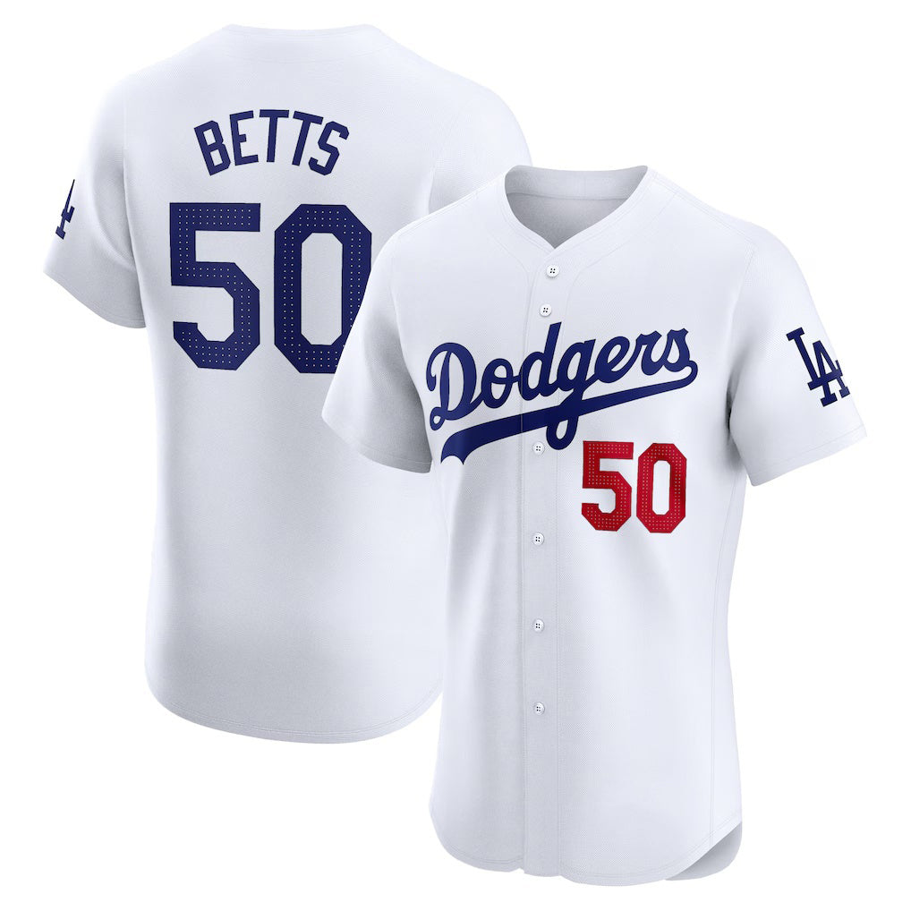 LA.Dodgers #50 Mookie Betts White Home Elite Jersey