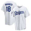 LA.Dodgers #18 Yoshinobu Yamamoto White 2025 World Series Champions Home Replica Jersey