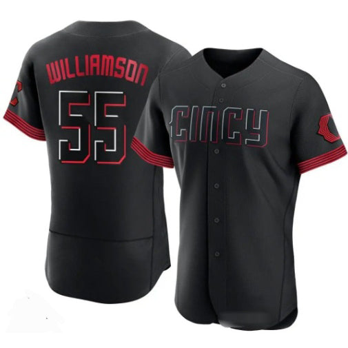 C.Reds #55 Brandon Williamson Black 2023 City Connect Cool Base Stitched Jersey