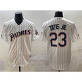 SD.Padres #23 Fernando Tatis Jr. White Throwback With Patch Cool Base Stitched Jersey
