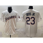 SD.Padres #23 Fernando Tatis Jr. White Throwback With Patch Cool Base Stitched Jersey