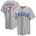 C.Cubs #7 Dansby Swanson Gray Cool Base Stitched Jersey