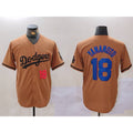 LA.Dodgers #18 Yoshinobu Yamamoto Number Olive Cool Base 2 Limited Stitched Jersey