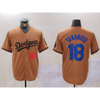 LA.Dodgers #18 Yoshinobu Yamamoto Number Olive Cool Base 2 Limited Stitched Jersey