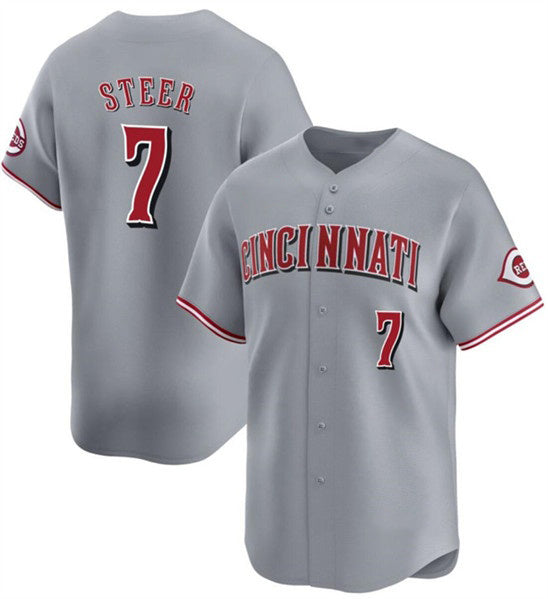 C.Reds #7 Spencer Steer Gray Away Limited Stitched Jersey