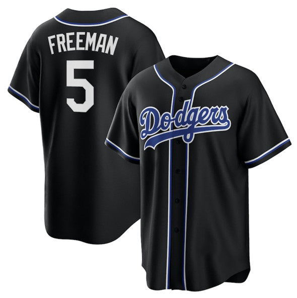 LA.Dodgers #5 Freddie Freeman Black Lights Out Limited Stitched Jersey