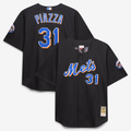 NY.Mets #31 Mike Piazza Mitchell & Ness Black Big & Tall Cooperstown Mesh Batting Practice Jersey